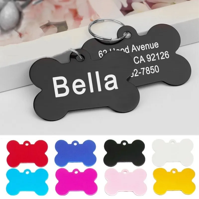Dog Tag Personalized Pet Anti-Lost Dog Name Id Tag Free Engraving Dog Collar Pendant Dog Accessories for Small Medium Large Dogs