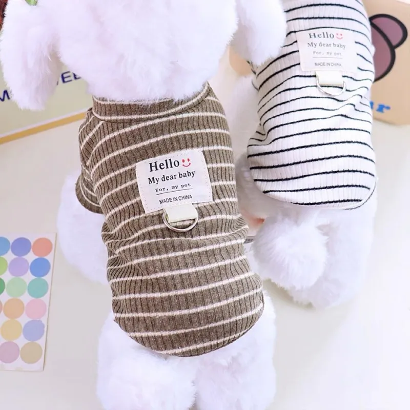 Dog Vest T-Shirt Cute Puppy Clothes 2025 Striped Cat Dog Shirt Chihuahua Bichon French Bulldog Pet Clothing Girls Dog Costume - Image 2