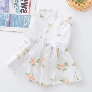 Dog Dress Summer Luxury Dog Clothes Pet Dog Apparel Bow Puppy Mesh Skirt Chihuahua Bichon Clothing Kitten Lace Dog Cooling Vest