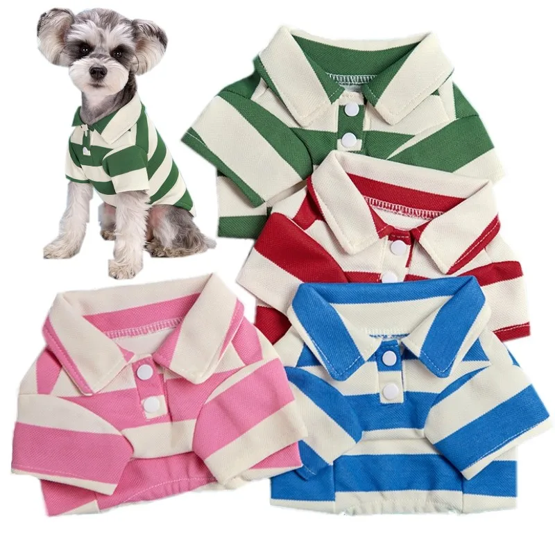 Summer Striped Pet Polo Shirt Dog Clothes for Small Dogs Cotton Puppy Vest Chihuahua Bichon Costume Cat T Shirt Dog Undershirt