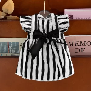 Bow Puppy Summer Clothes Striped Dog Princess Dress Thin Luxury Dog Skirt Pet Costume Shorthair Chihuahua Bichon Cat Dog Dresses