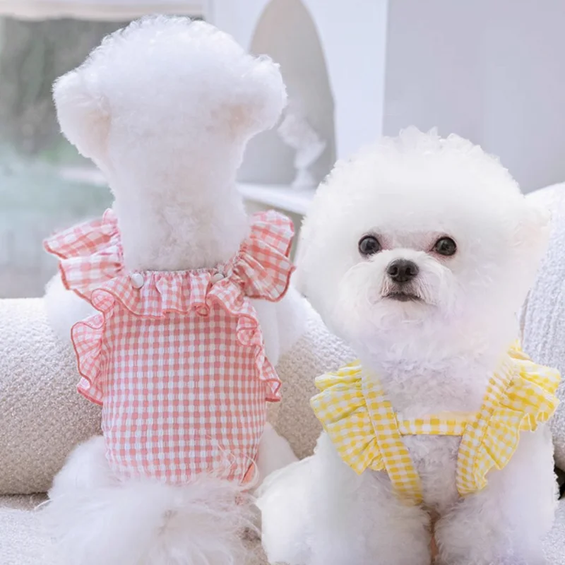Washable Female Dog Diapers Suspenders Plaid Pet Physiological Pants Dog Shorts for Small Dogs Pet Products Cute Dog Underwear