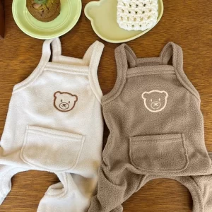 Fleece Dog Jumpsuit Cute Bear Winter Dog Warm Clothes Pet Dog Rompers Kitten Puppy Coat Dog Pajamas Chihuahua Suspenders Costume