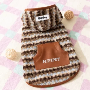 Fashion Dog Coat for Medium Dogs Striped Winter Dog Clothes Pet Warm Vest French Bulldog Corgi Costumes Fleece Dog Hooded Jacket