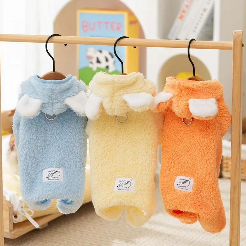 Fleece Dog Jumpsuit Kitten Puppy Warm Clothes Cute Bear Ears Girls Dog Coat Chihuahua French Bulldog Bichon Clothing Pet Pajamas