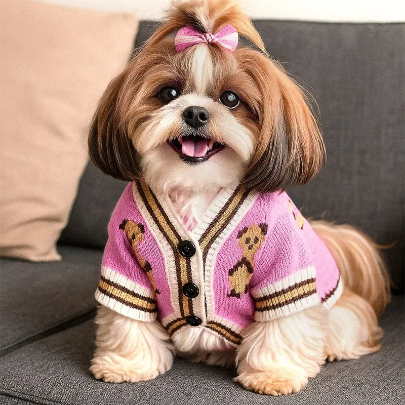 Luxury Dog Clothes Winter Warm Dog Sweater for Small Dogs Soft Knitted Pet Cardigan Sweater Puppy Coat Chihuahua Pug Vest Jacket - Image 3