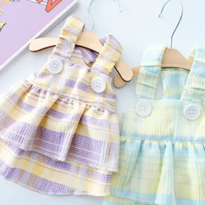 Pet Dog Dress Puppy Summer Clothes Striped Cooling Suspenders Dress Dog Skirt Chihuahua Bichon Dog Costume Girls Dog T Shirts