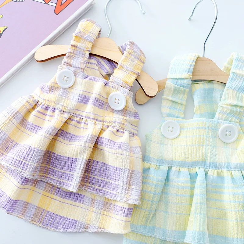 Pet Dog Dress Puppy Summer Clothes Striped Cooling Suspenders Dress Dog Skirt Chihuahua Bichon Dog Costume Girls Dog T Shirts