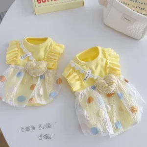 Fashion Dog Clothes Dot Lace Pet Dog Dress Puppy Skirt Chihuahua Bichon Yorkie Girls Dog Costume Cat Clothing Small Dog Dresses