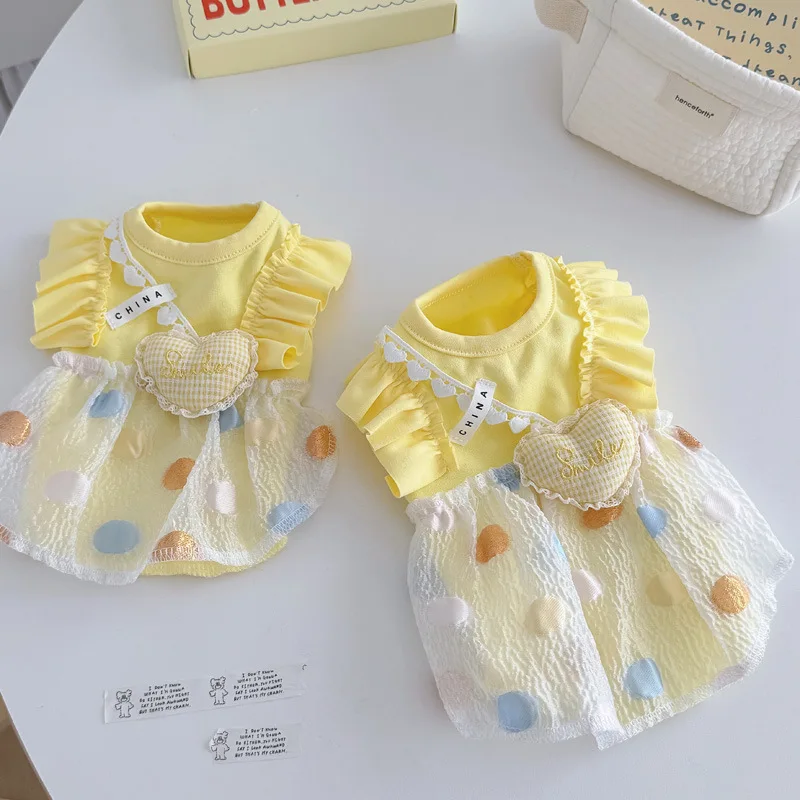 Fashion Dog Clothes Dot Lace Pet Dog Dress Puppy Skirt Chihuahua Bichon Yorkie Girls Dog Costume Cat Clothing Small Dog Dresses
