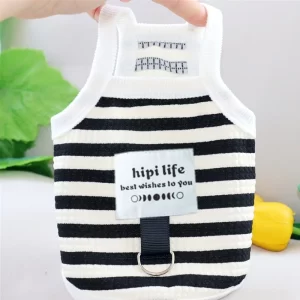 Vest for Dogs Summer Puppy Clothes Pet Black White T Shirt with D-Ring Chihuahua Bichon Poodle Suspenders Costume Cat Clothing