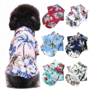 Dog Shirt Summer Fashion Pet Dog Dog Hawaiian Outfit Chihuahua French Bulldog Bichon Dog T-Shirt Soft Cat Vest Puppy Costume
