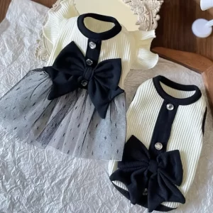 Dog Princess Dress Summer Pet T-Shirt Dog Clothes for Small Dogs Black Lace Retro Puppy Skirt Chihuahua Bichon Girls Dog Costume