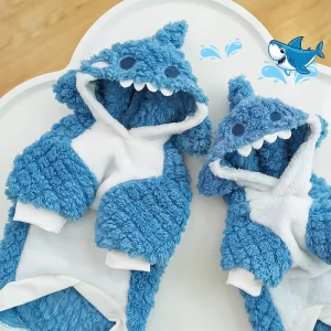 Funny Dog Costume Puppy Warm Hoodie Winter Dog Clothes Shark Cosplay Fleece Clothing Dachshund Bichon Chihuahua Coats Pullovers