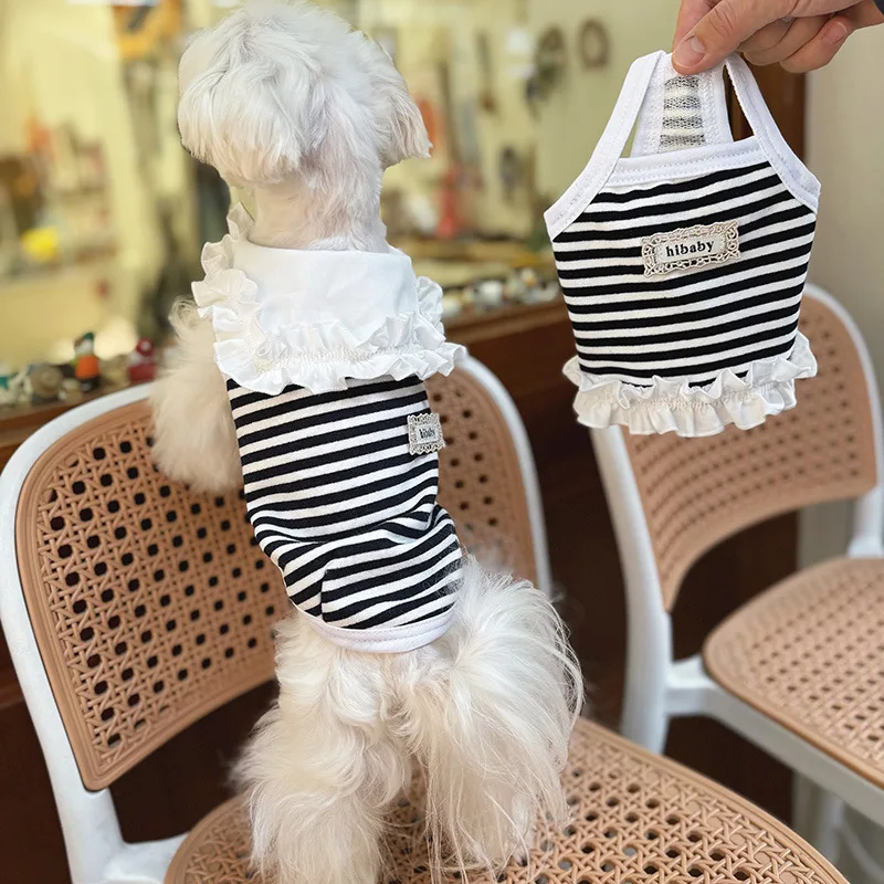 Luxury Pet Suspenders Dog Clothes Summer Striped Dog Vest Puppy T Shirt Cat Clothing Chihuahua Bichon Dog Apparel for Small Dogs - Image 2
