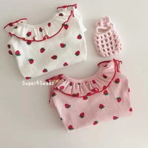 2025 Dog Clothes Summer Pet Strawberry Print Dog T-Shirt Cute Dog Vest Dog Shirt Small Dog Accessories Chihuahua Dog Undershirt