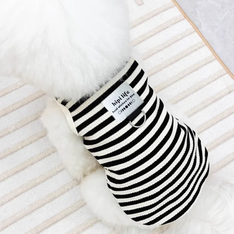Vest for Dogs Summer Puppy Clothes Pet Black White T Shirt with D-Ring Chihuahua Bichon Poodle Suspenders Costume Cat Clothing - Image 3