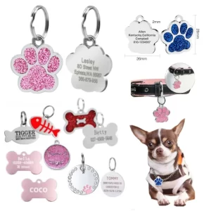2Pcs Stainless Steel Anti-Lost Dog Tag Personalized Pet Name Id Tags Kitten Puppy Pendant Dog Custom Tag Dogs Collar Accessories
