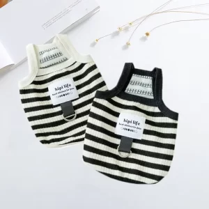 2025 Dog Vest Summer Puppy Clothes Striped Dog Clothing Cotton Suspenders Dog Apparel Chihuahua French Bulldog Girls Dog Costume
