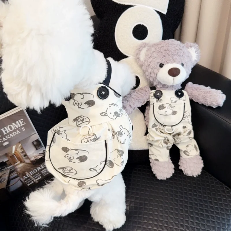 Dog Jumpsuit Pet Suspenders Dog Clothes Spring Summer Puppy Dress Small Dog Print Cat Skirt Chihuahua Bichon Girls Dog Outfit - Image 2