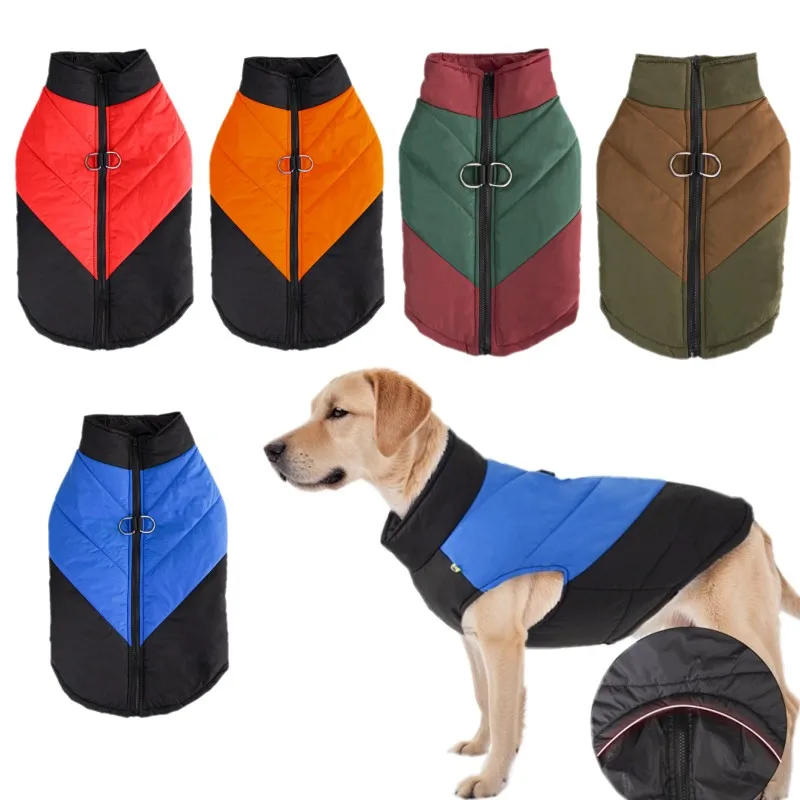 Dog Jacket Waterproof Winter Dog Clothes Thicken Warm Dog Coat with D-Ring High Collar Pet Clothing Small Medium Large Dog Vest