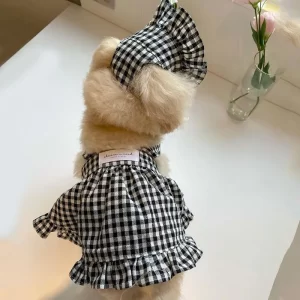 Dog Clothes Summer Luxury Pet Plaid Striped Suspender Skirt Hat Vest Set Puppy Dress Chihuahua Bichon Yorkie Dog Costume 2025